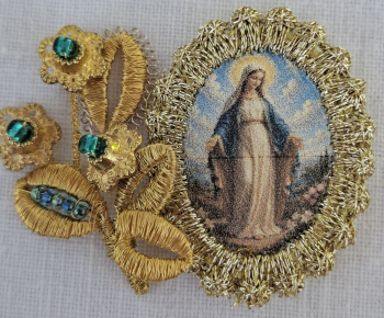 Heiligenbild  HB-CH-E383 Hl. Maria   mit Goldrand  22x30mm