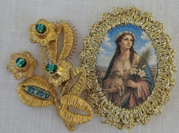 Heiligenbild  HB-CH-E385 Hl. Agnes  mit Goldrand  22x30mm