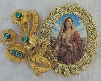 Heiligenbild  HB-CH-E386 Hl. Melanie   mit Goldrand  22x30mm