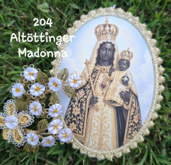 Heiligenbild  HB-CH-F204  Altöttinger Madonna  mit Goldrand 75x105mm