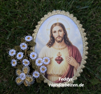 Heiligenbild  HB-CH-D207   Herz Jesu  mit Goldrand 65x85mm
