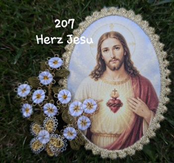 Heiligenbild  HB-CH-M207   Herz Jesu  mit Goldrand 52x72mm