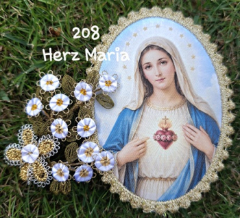 Heiligenbild  HB-CH-D208  Herz Maria mit Goldrand  65x85mm