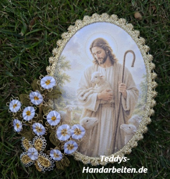 Heiligenbild  HB-CH-D209  Guter Hirte mit Goldrand  65x85mm