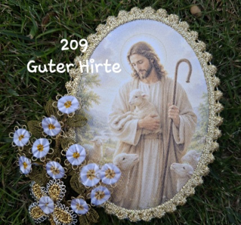 Heiligenbild  HB-CH-D209  Guter Hirte mit Goldrand  65x85mm