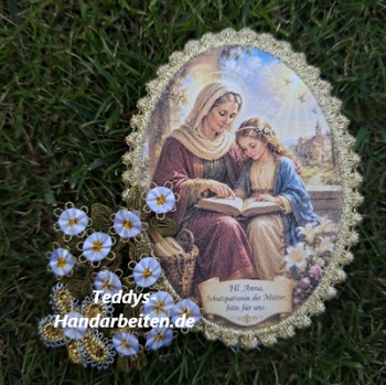 Heiligenbild  HB-CH-D212  Hl. Anna mit Goldrand 65x85mm