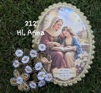 Heiligenbild  HB-CH-M212  Hl. Anna mit Goldrand 52x72mm