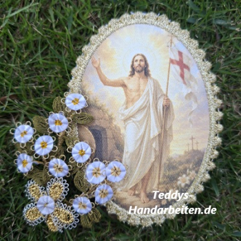 Heiligenbild  HB-CH-D215  Auferstandene mit Goldrand 65x85mm