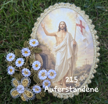 Heiligenbild  HB-CH-F215  Auferstandene mit Goldrand 75x105mm