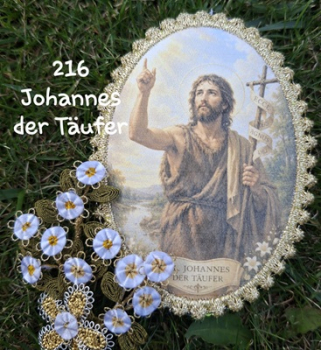 Heiligenbild  HB-CH-D216  Johannes der Täufer mit Goldrand  65x85mm