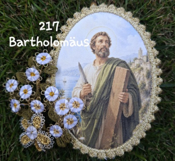 Heiligenbild  HB-CH-F217  Hl. Bartholomäus mit Goldrand 75x105mm
