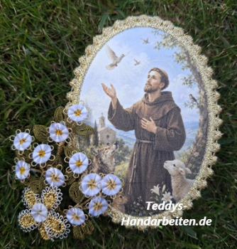 Heiligenbild  HB-CH-D218  Hl.Franz v. Assisi mit Goldrand 65x85mm