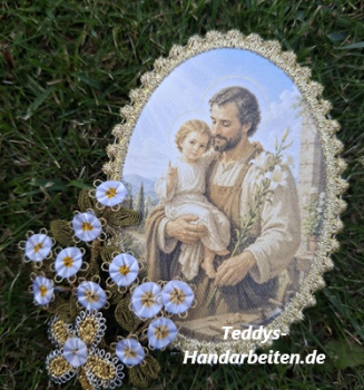 Heiligenbild  HB-CH-D219  Hl. Josef mit Goldrand 65x85mm