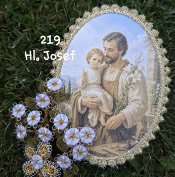 Heiligenbild  HB-CH-M219  Hl. Josef mit Goldrand 52x72mm