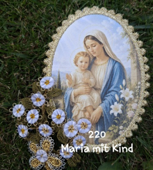 Heiligenbild  HB-CH-M220  Maria mit Kind mit Goldrand  52x72mm
