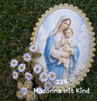 Heiligenbild  HB-CH-M229   Madonna mit Kind mit Goldrand 52x72mm