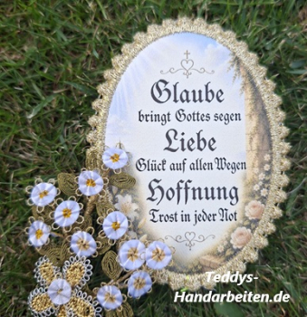 Heiligenbild  HB-CH-D231   Glaube bringt Gottes Segen  mit Goldrand  65x85mm