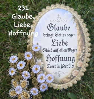 Heiligenbild  HB-CH-F231   Glaube bringt Gottes Segen  mit Goldrand  75x105mm