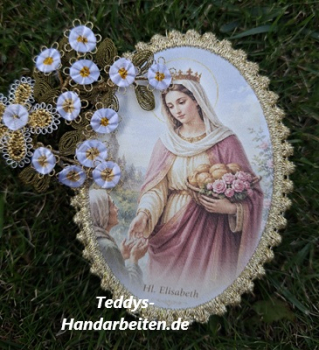 Heiligenbild  HB-CH-D232   Hl. Elisabeth mit Goldrand 65x85mm