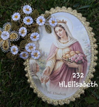 Heiligenbild  HB-CH-F232   Hl. Elisabeth mit Goldrand  75x105mm