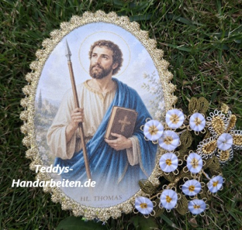 Heiligenbild  HB-CH-D233   Hl. Thomas mit Goldrand 65x85mm