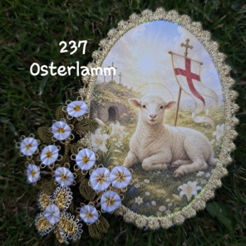 Heiligenbild  HB-CH-F237   Osterlamm mit Goldrand  75x105mm