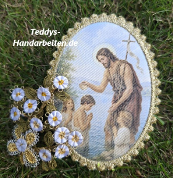 Heiligenbild  HB-CH-D239   Johannes der Täufer mit Goldrand  65x85mm