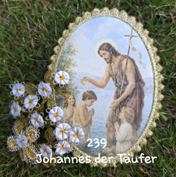Heiligenbild  HB-CH-M239   Johannes der Täufer mit Goldrand  52x72mm