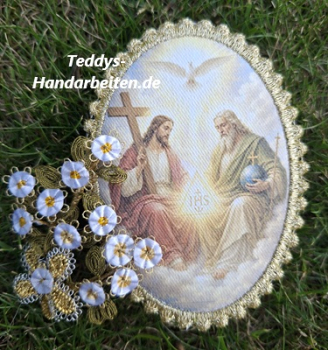 Heiligenbild  HB-CH-D240   Hl. Dreifaltigkeit  mit Goldrand 65x85mm