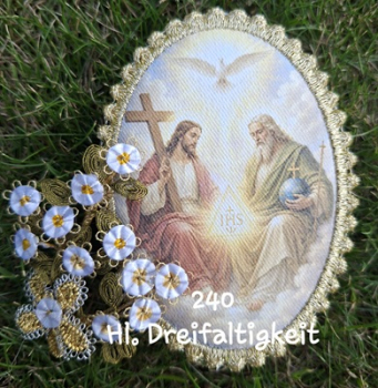 Heiligenbild  HB-CH-M240   Hl. Dreifaltigkeit  mit Goldrand 52x72mm