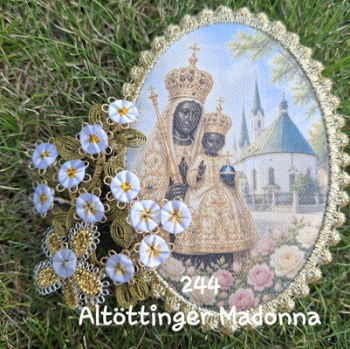 Heiligenbild  HB-CH-F244   Altöttinger Madonna  mit Goldrand  75x105mm