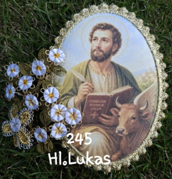 Heiligenbild  HB-CH-M245   Hl.Lukas  mit Goldrand  52x72mm