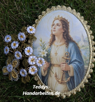 Heiligenbild  HB-CH-D247   Hl. Christine  mit Goldrand 65x85mm