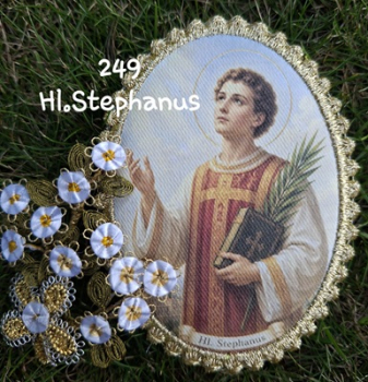 Heiligenbild  HB-CH-D249   Hl. Stephanus mit Goldrand 65x85mm