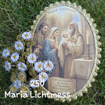 Heiligenbild  HB-CH-F250   Mariä Lichtmess  mit Goldrand  75x105mm