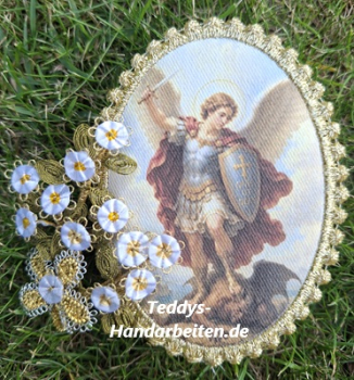 Heiligenbild  HB-CH-D251   Erzengel Michael mit Goldrand  65x85mm
