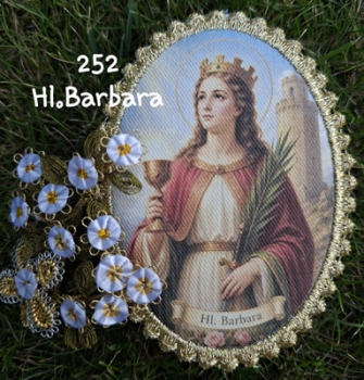 Heiligenbild  HB-CH-M252  Hl. Barbara mit Goldrand  52x72mm
