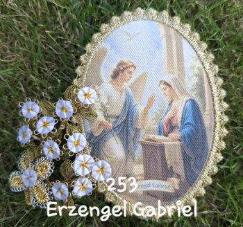 Heiligenbild  HB-CH-D253   Erzengel Gabriel mit Goldrand 65x85mm