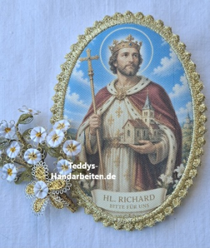 Heiligenbild  HB-CH-M286  Hl. Richard  mit Goldrand  52x72mm