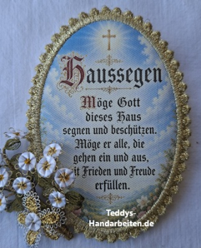 Heiligenbild  HB-CH-F288 Haussegen  mit Goldrand  75x105mm