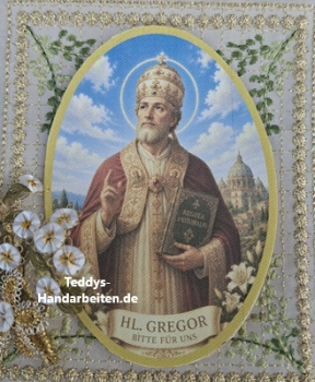 Heiligenbild  HB-CH-F289  Hl. Gregor  (ohne Stickrand)  70x100mm