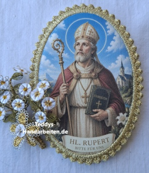 Heiligenbild  HB-CH-F293  Hl. Rupert  mit Goldrand  75x105mm