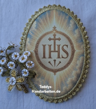 Heiligenbild  HB-CH-F294  IHS  mit Goldrand  75x105mm