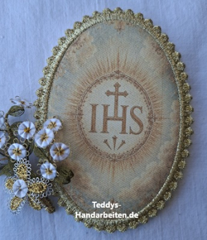 Heiligenbild  HB-CH-F295  IHS  mit Goldrand 75x105mm