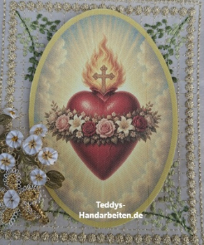 Heiligenbild  HB-CH-F296 Flammendes Herz  (ohne Stickrand)  70x100mm