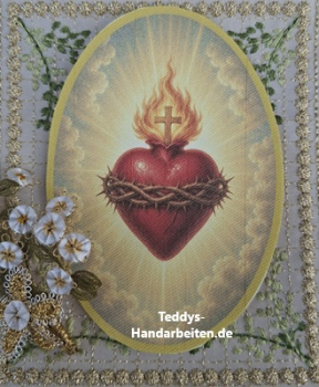 Heiligenbild  HB-CH-F297  Flammendes Herz  (ohne Stickrand)  70x100mm