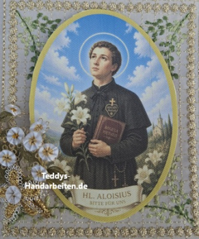 Heiligenbild  HB-CH-F301   Hl. Aloisius  (ohne Stickrand)  70x100mm