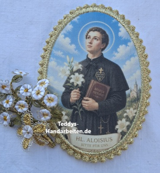 Heiligenbild  HB-CH-F301  Hl. Aloisius  mit Goldrand  75x105mm