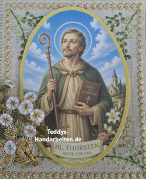 Heiligenbild  HB-CH-F302   Hl. Thorsten  (ohne Stickrand)  70x100mm