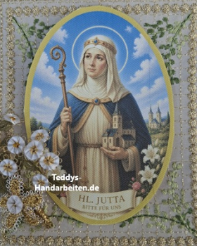 Heiligenbild  HB-CH-F303  Hl. Jutta  (ohne Stickrand)  70x100mm